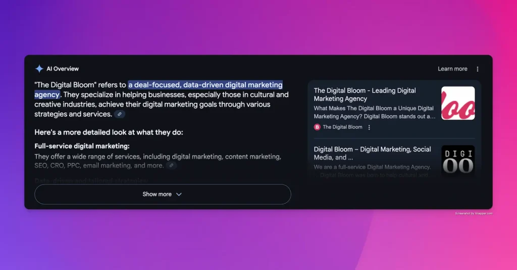 AI Overview Example - The Digital Bloom